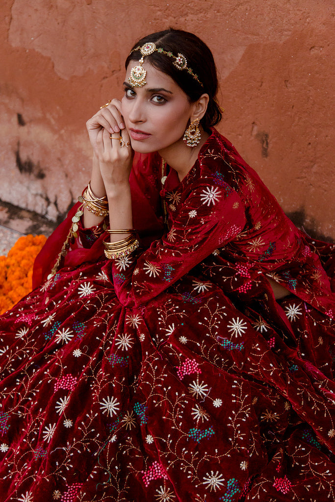 Chaya Maroon Lehenga Gulabo Jaipur