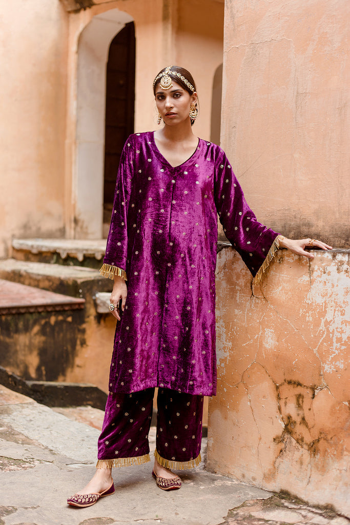 Chitra Purple straight set EOSS – Gulabo Jaipur