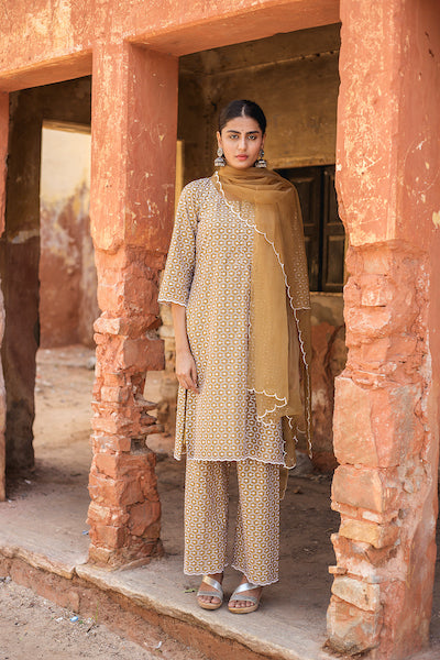 Classic Brown Chikan Set Gulabo Jaipur