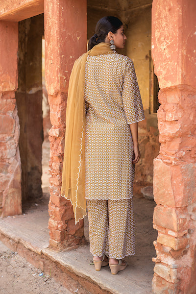 Classic Brown Chikan Set Gulabo Jaipur
