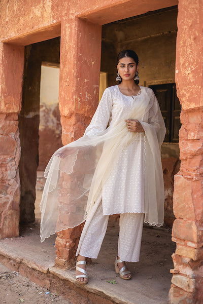 Classic Nude Chikan Set Gulabo Jaipur