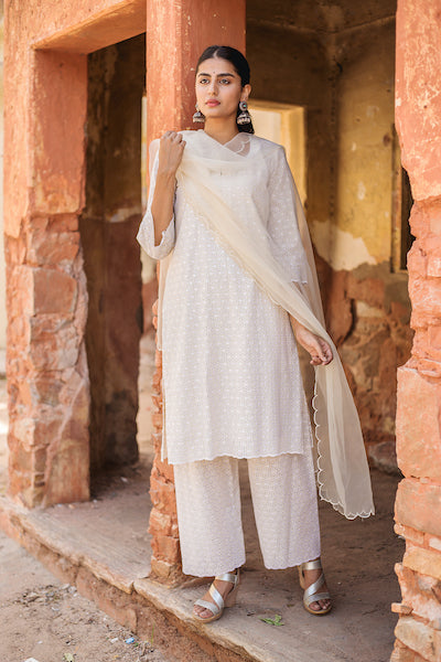 Classic Nude Chikan Set Gulabo Jaipur