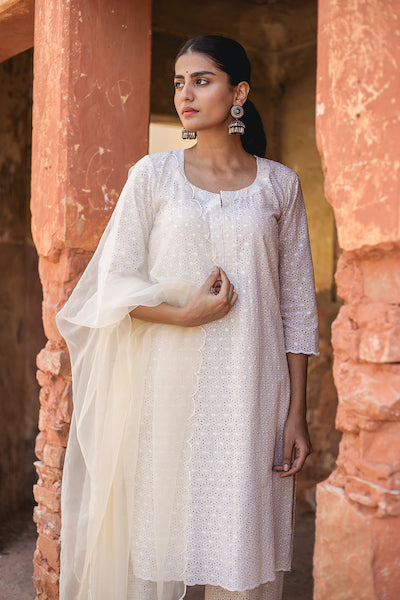 Classic Nude Chikan Set Gulabo Jaipur