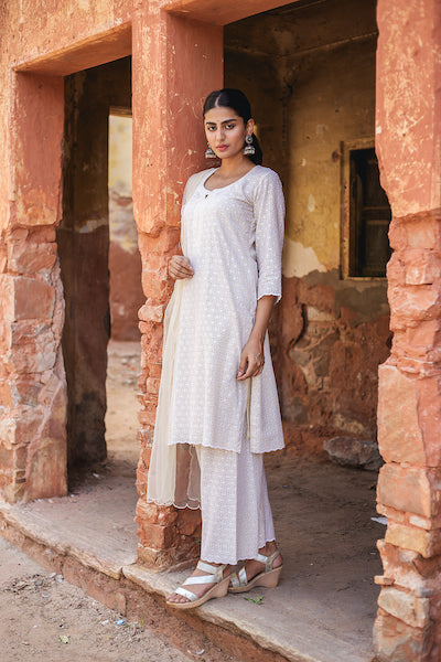 Classic Nude Chikan Set Gulabo Jaipur