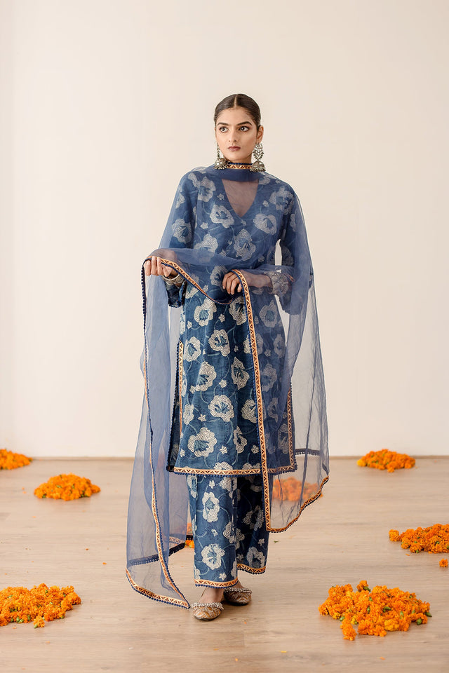 Dia Blue Straight Kurta Set