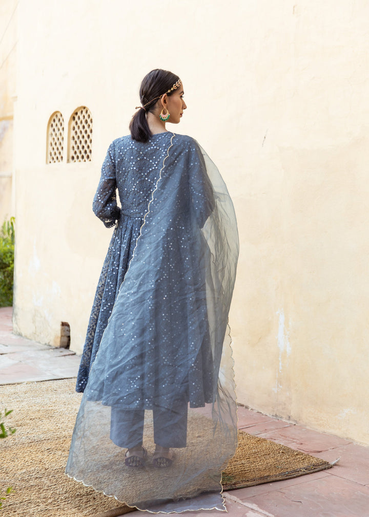 Damini Grey Anarkali Set Gulabo Jaipur