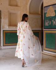 Deepika Cotton Anarkali Set With Chikan Pant And Organza Dupatta 7