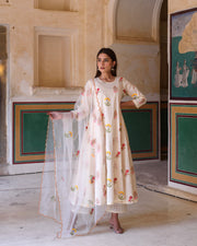 Deepika Cotton Anarkali Set With Chikan Pant And Organza Dupatta 6