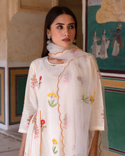 Deepika Cotton Anarkali Set With Chikan Pant And Organza Dupatta 2