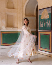 Deepika Cotton Anarkali Set With Chikan Pant And Organza Dupatta 5
