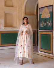 Deepika Cotton Anarkali Set With Chikan Pant And Organza Dupatta 1