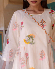Deepika Cotton Anarkali Set With Chikan Pant And Organza Dupatta 3