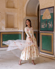Deepika Cotton Anarkali Set With Chikan Pant And Organza Dupatta 4