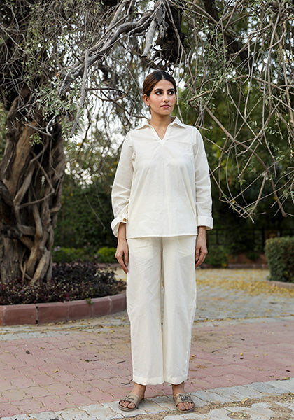Ekta White Cotton Co-Ord Set