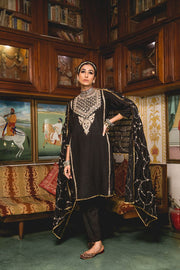 Gold Zardozi Emira Black Cottin Kurta Set With Cotton Dupatta 5