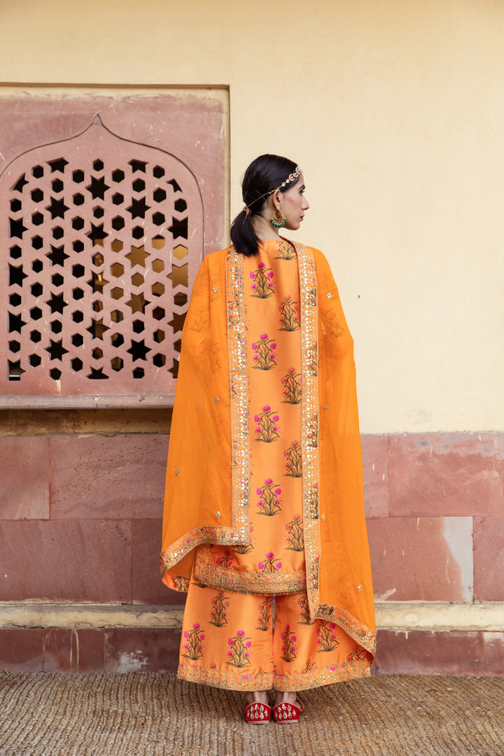 Esha Deol in Mehreen Orange Set Gulabo Jaipur