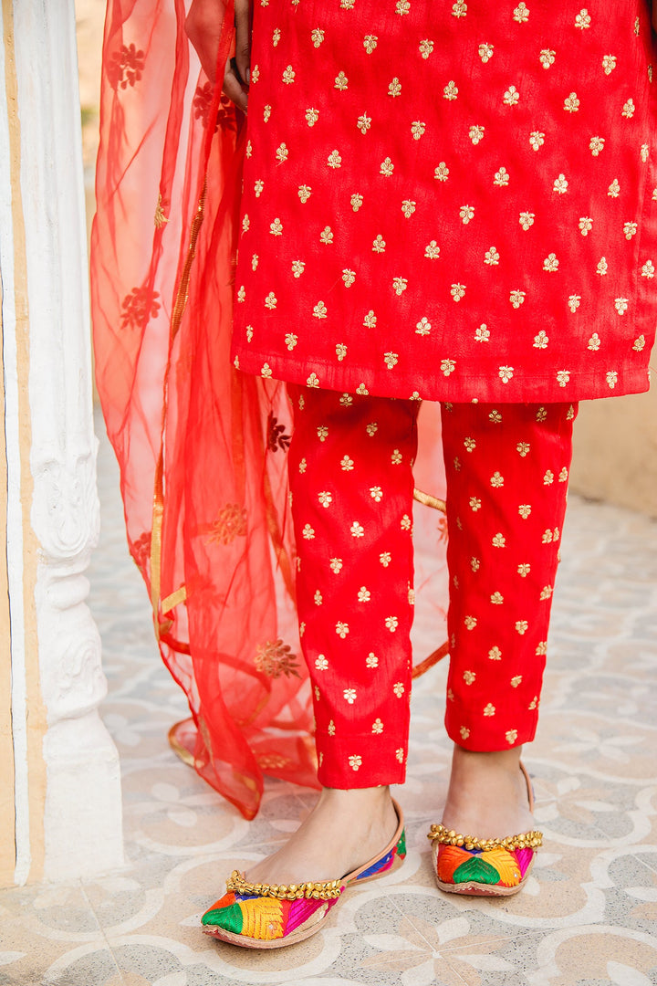 Falki Red Straight Set Gulabo Jaipur