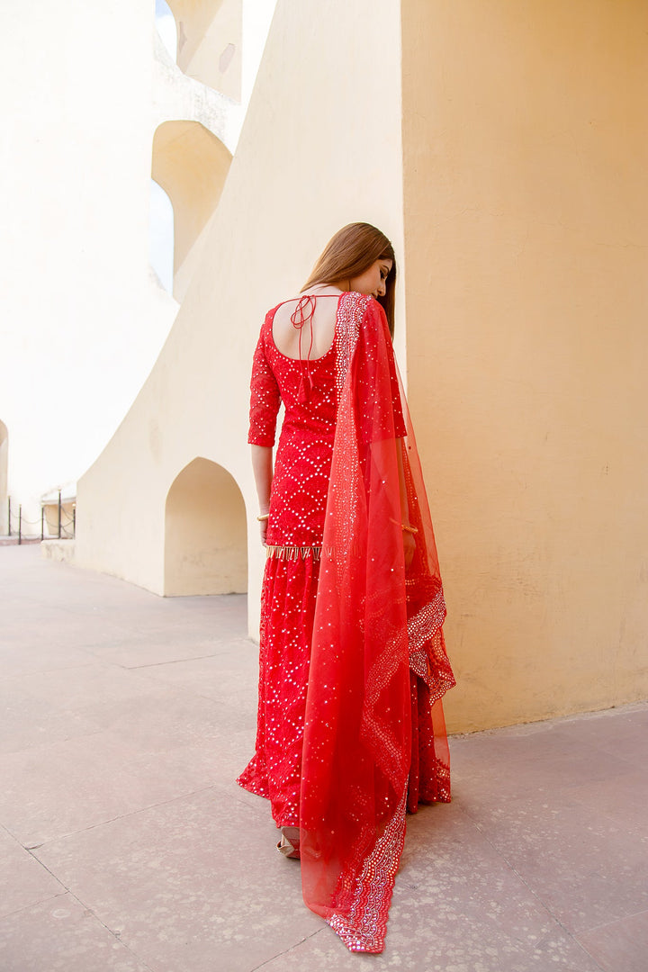 GLORY Red Sharara Set Gulabo Jaipur
