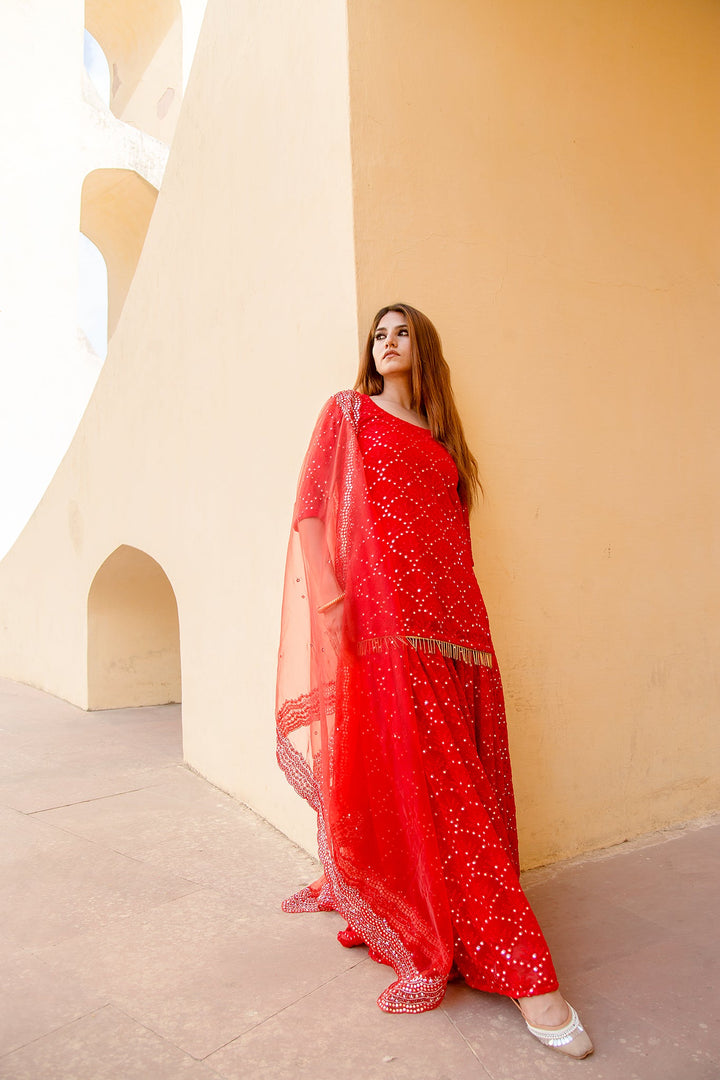 GLORY Red Sharara Set Gulabo Jaipur