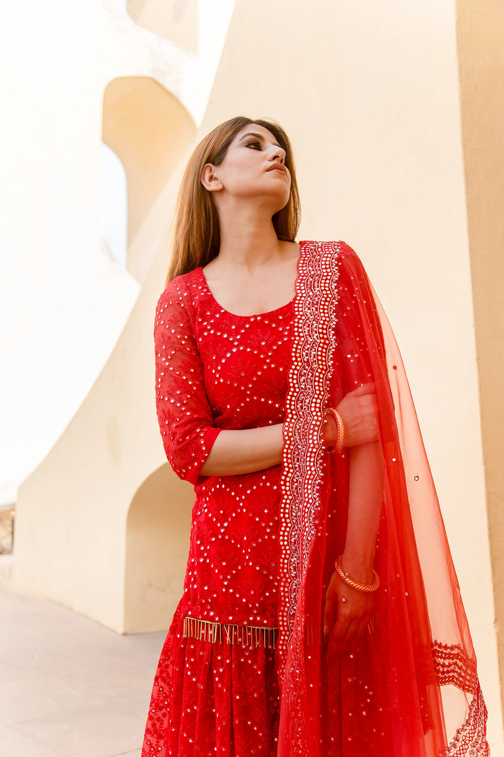 GLORY Red Sharara Set Gulabo Jaipur