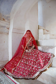 Tussar Satin Gayatri Red Lehenga With Dupatta 1