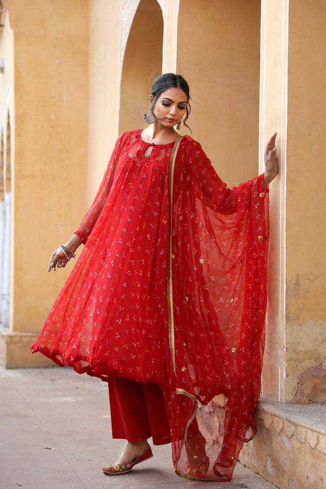 Gomti Red  Kurta Set