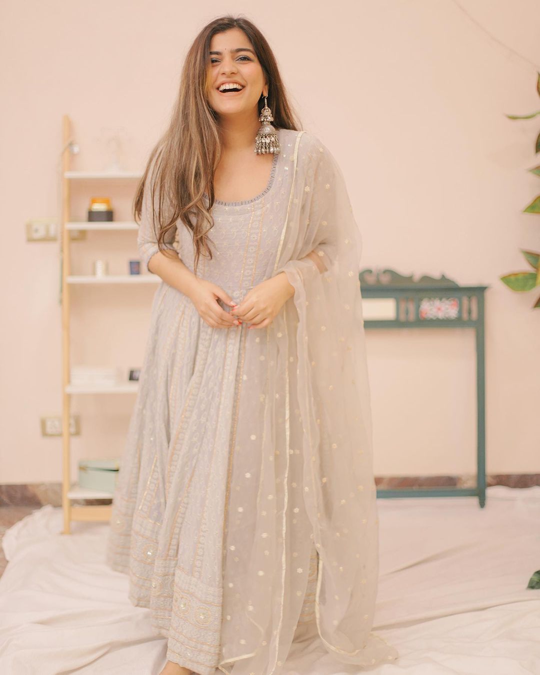 Grey Nisa Anarkali Set Gulabo Jaipur