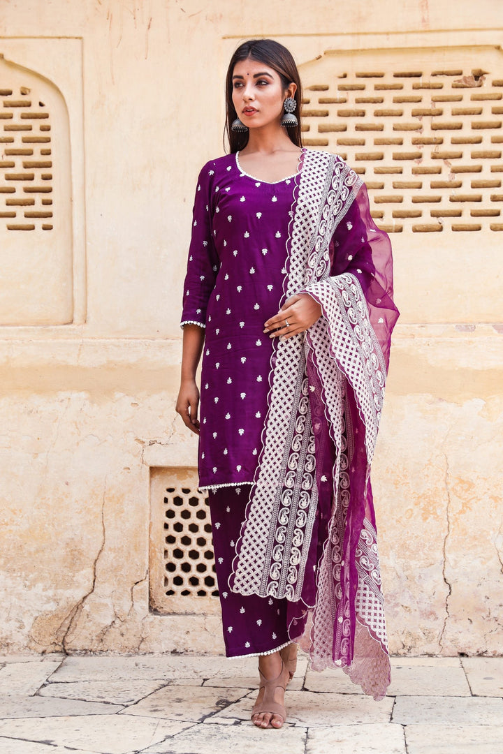 Hairat Purple Straight Set Gulabo Jaipur
