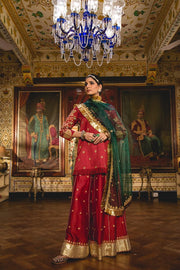 Chanderi Kurta Gotta Pati Zari Imama Maroon Sharara Set With Organza Dupatta 3