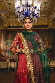 Chanderi Kurta Gotta Pati Zari Imama Maroon Sharara Set With Organza Dupatta 6