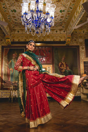 Chanderi Kurta Gotta Pati Zari Imama Maroon Sharara Set With Organza Dupatta 4