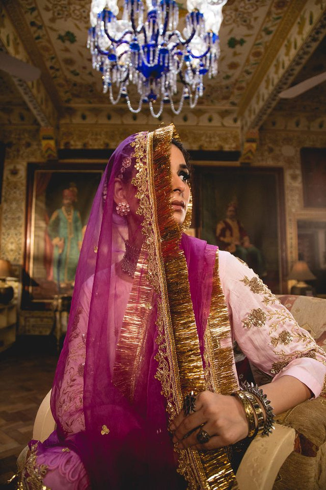 Chanderi Kurta Gotta Pati Zari Imama Pink Sharara Set With Organza Dupatta