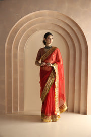 Gulrez Organza Saree Kachi Patti Detailing Scalloped Edges 1