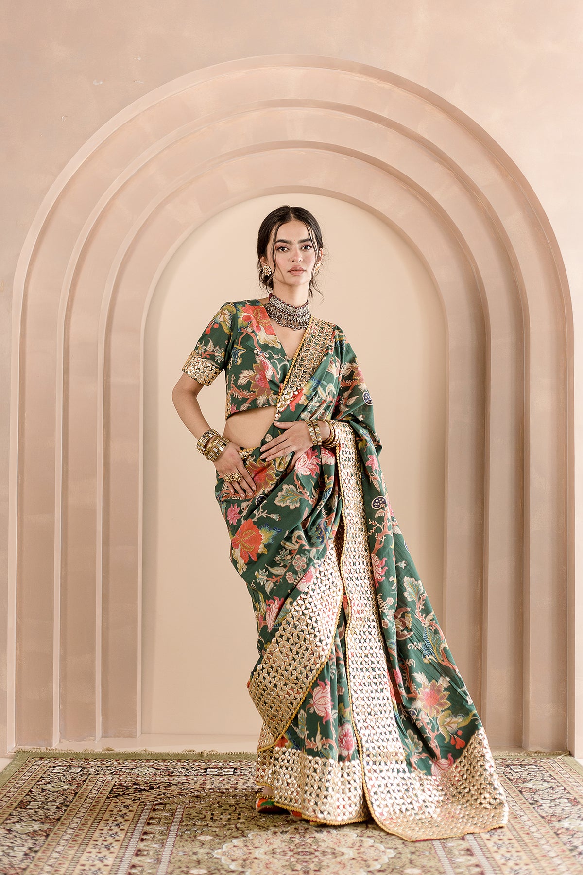 Gulbaagh Cotton Saree Kachi Patti Detailing In Border