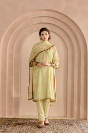 Shama Pista Georgette Straight Kurta Set With Gota Patti Detailing Gulabo Jaipur