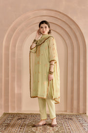 Shama Pista Georgette Straight Kurta Set With Gota Patti Detailing Gulabo Jaipur