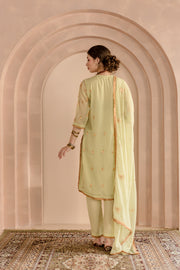 Shama Pista Georgette Straight Kurta Set With Gota Patti Detailing Gulabo Jaipur