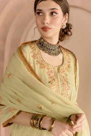 Shama Pista Georgette Straight Kurta Set With Gota Patti Detailing Gulabo Jaipur