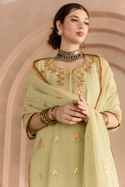 Shama Pista Georgette Straight Kurta Set With Gota Patti Detailing Gulabo Jaipur