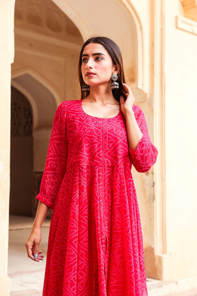 Janhvi Pink Anarkali Set