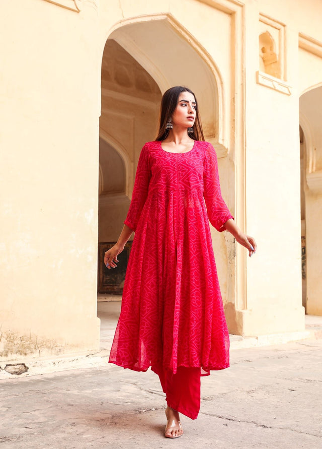Janhvi Pink Anarkali Set