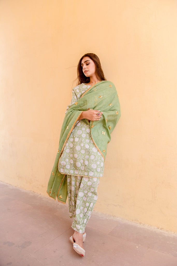 Karishma Kapoor in MARIGOLD GREEN SET Gulabo Jaipur