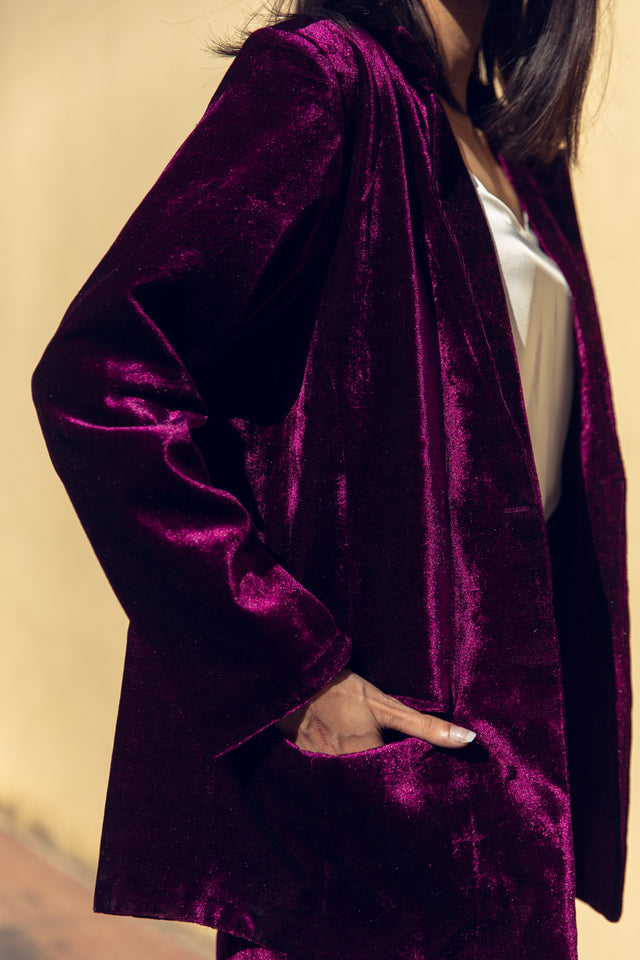 Karla Purple Velvet Set With Coat