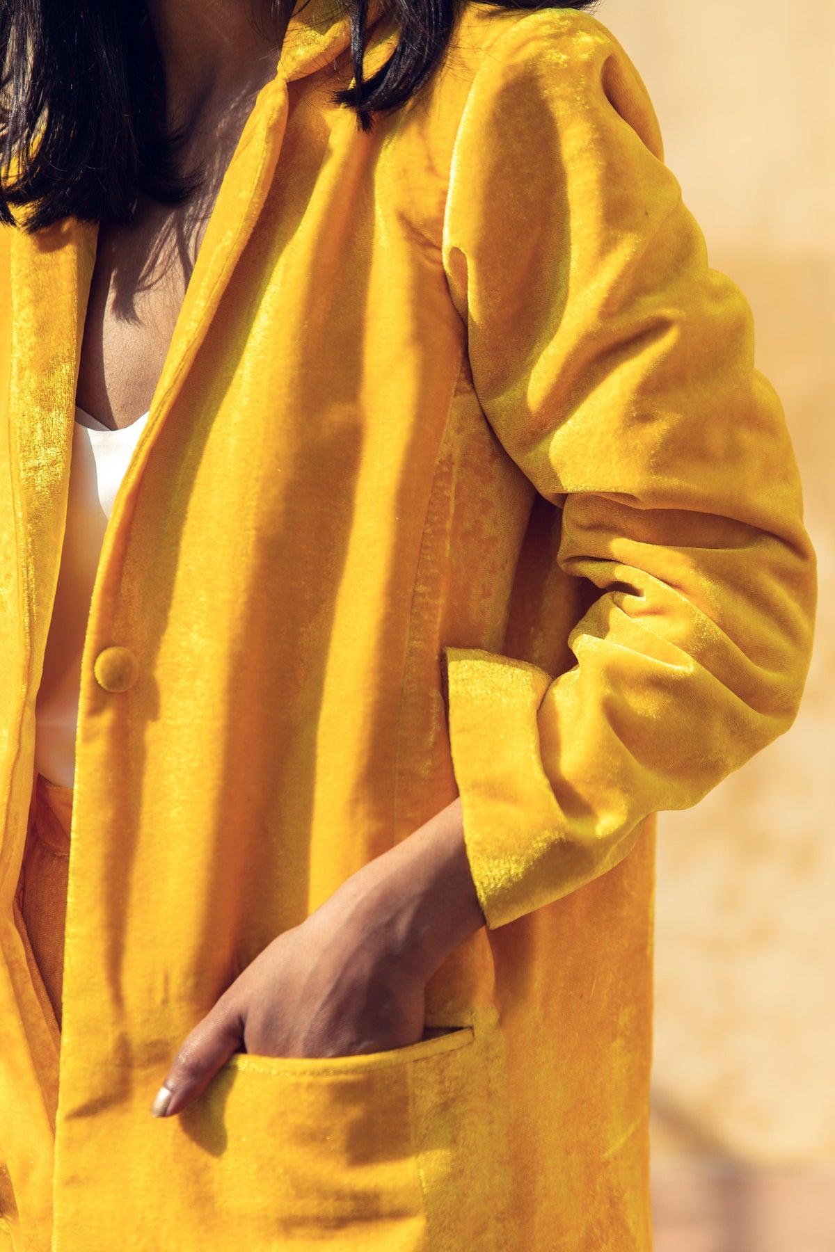 Karla Yellow Velvet Set With Coat