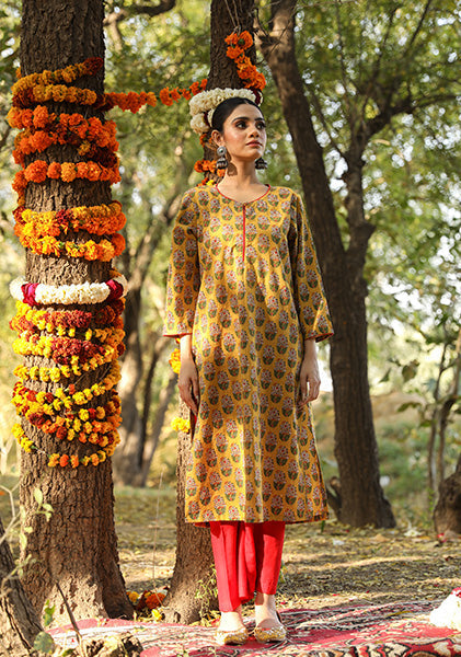 MONALI MUSTARD KURTA Gulabo Jaipur