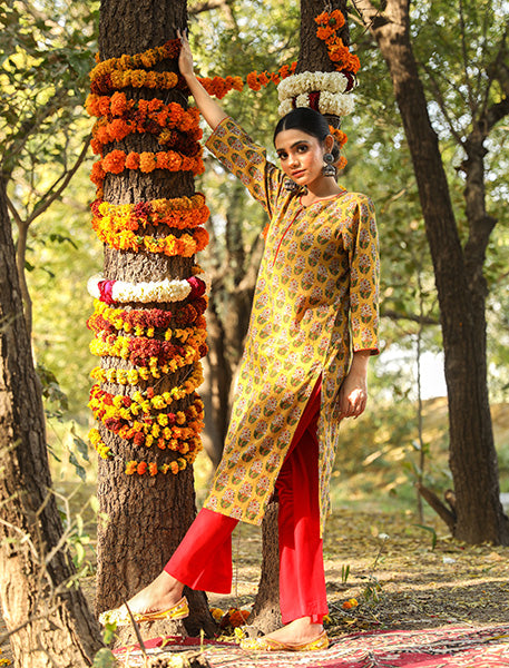 MONALI MUSTARD KURTA Gulabo Jaipur