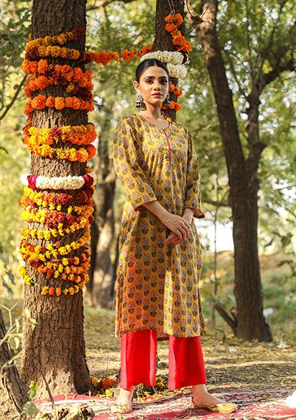 MONALI MUSTARD KURTA Gulabo Jaipur