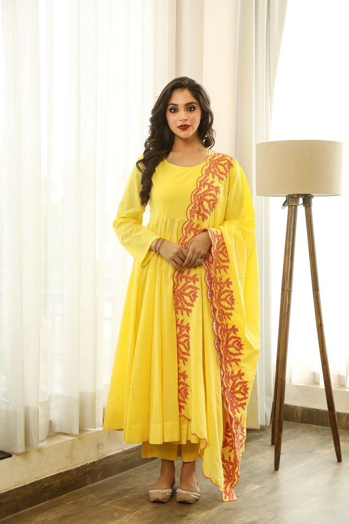 Mahnoor Yellow Anarkali Set Gulabo Jaipur