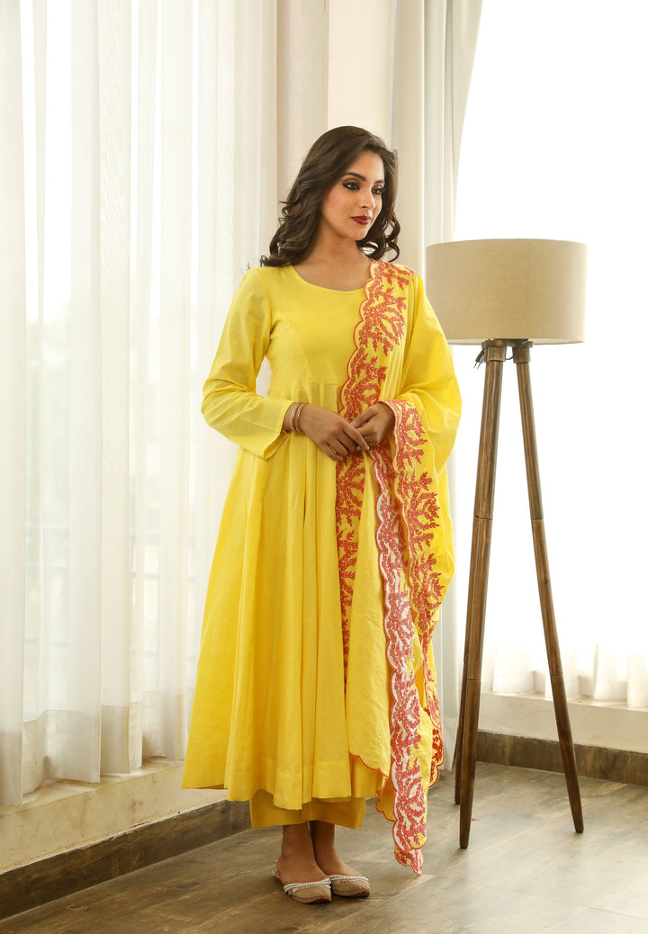 Mahnoor Yellow Anarkali Set Gulabo Jaipur