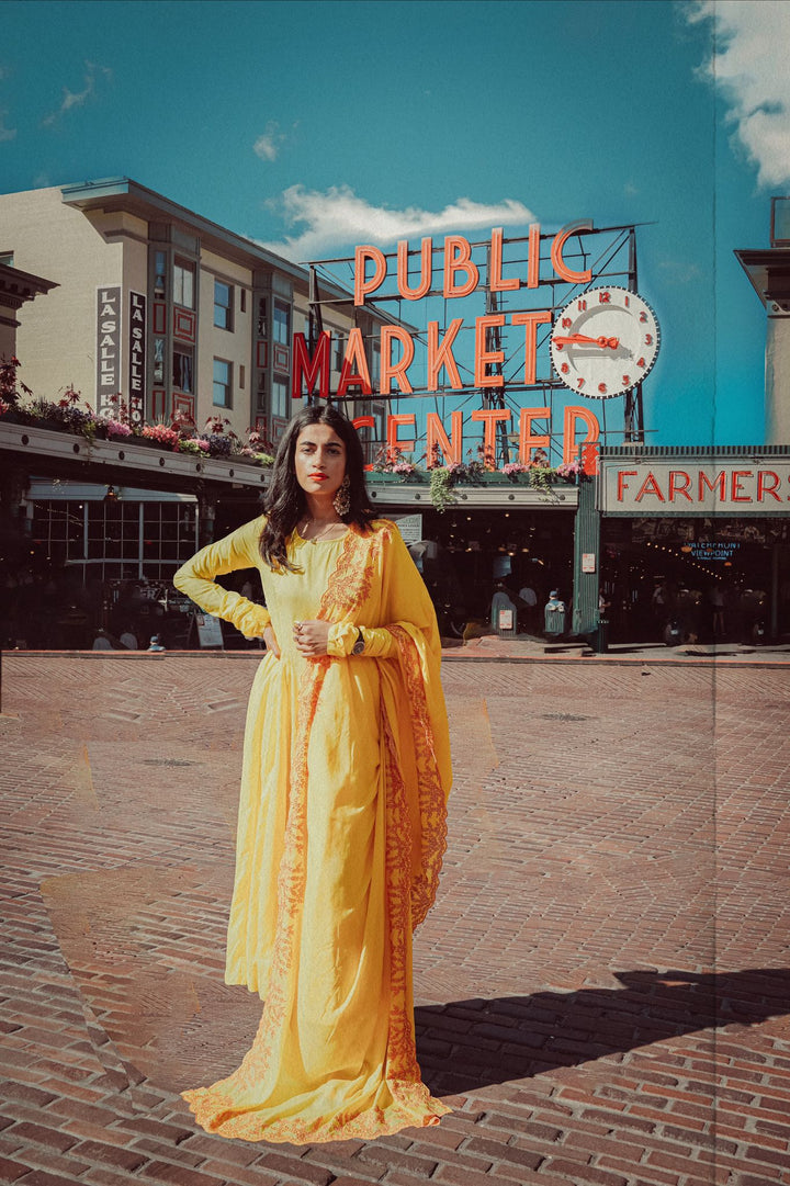 Mahnoor Yellow Anarkali Set Gulabo Jaipur